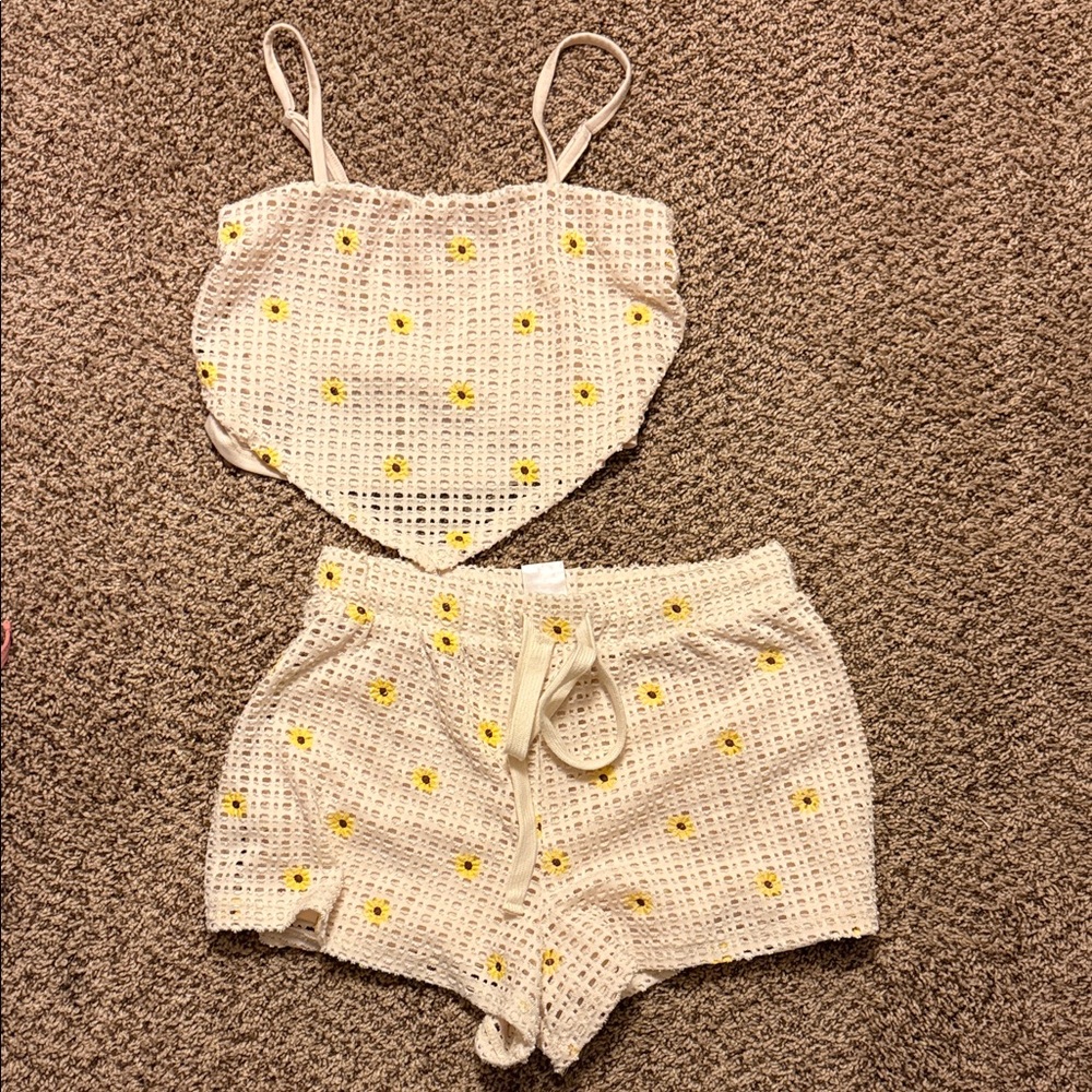 Cream and Yellow Floral Women's Set